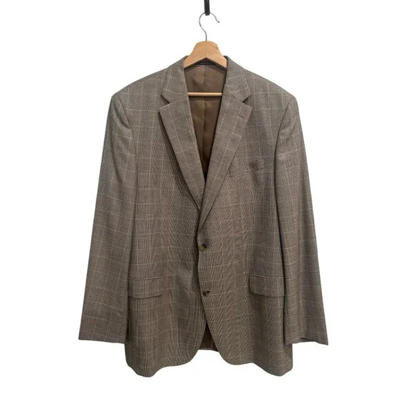 Cremieux Collection 46L Wool Blazer Loro Piana Fabric Windowpane Plaid Canada
